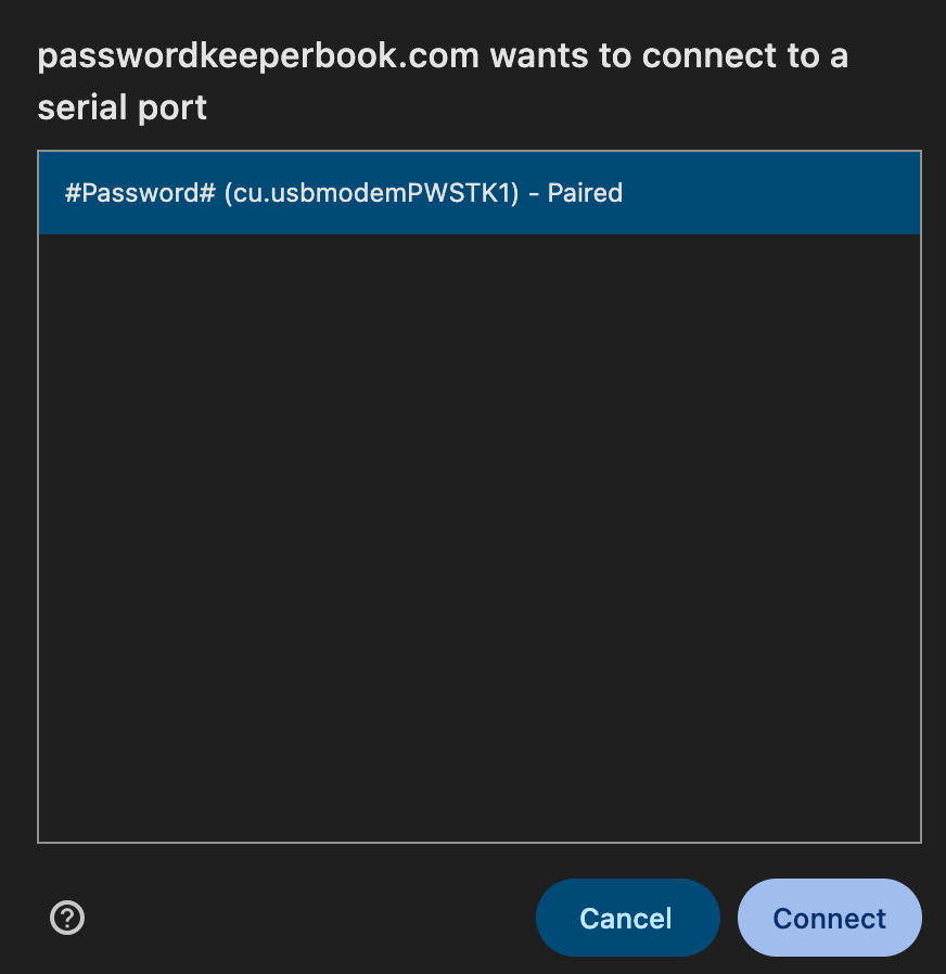 Select device popup