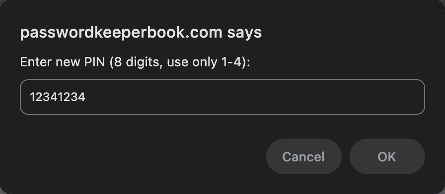 PIN input dialog